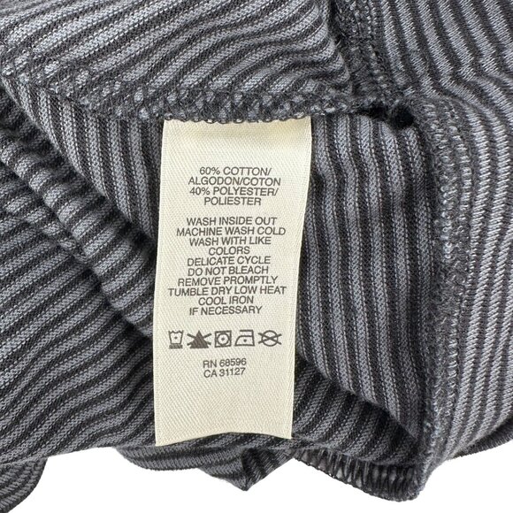 NWT DKNY Jeans Womens Striped Gray Sleeveless Top With Ruffle V-Neck Size L - Picture 6 of 8